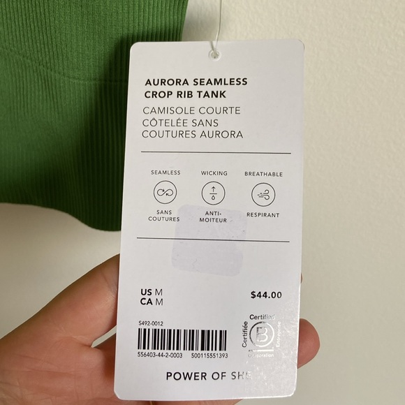 NWT Athleta AURORA SEAMLESS CROP RIB TANK SIZE M Baja Green - Picture 8 of 10